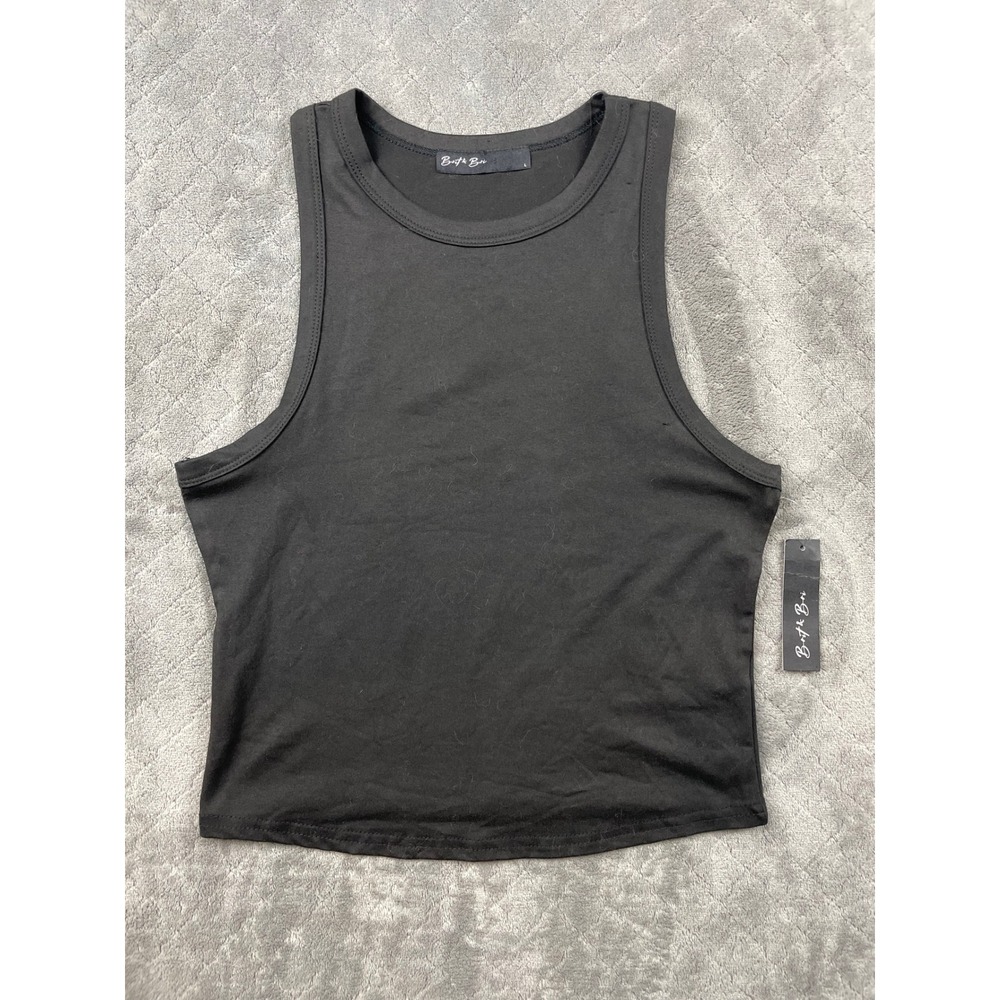 Brit & Bri Black High Neck Racerback Crop Tank Top Large RN96263 New